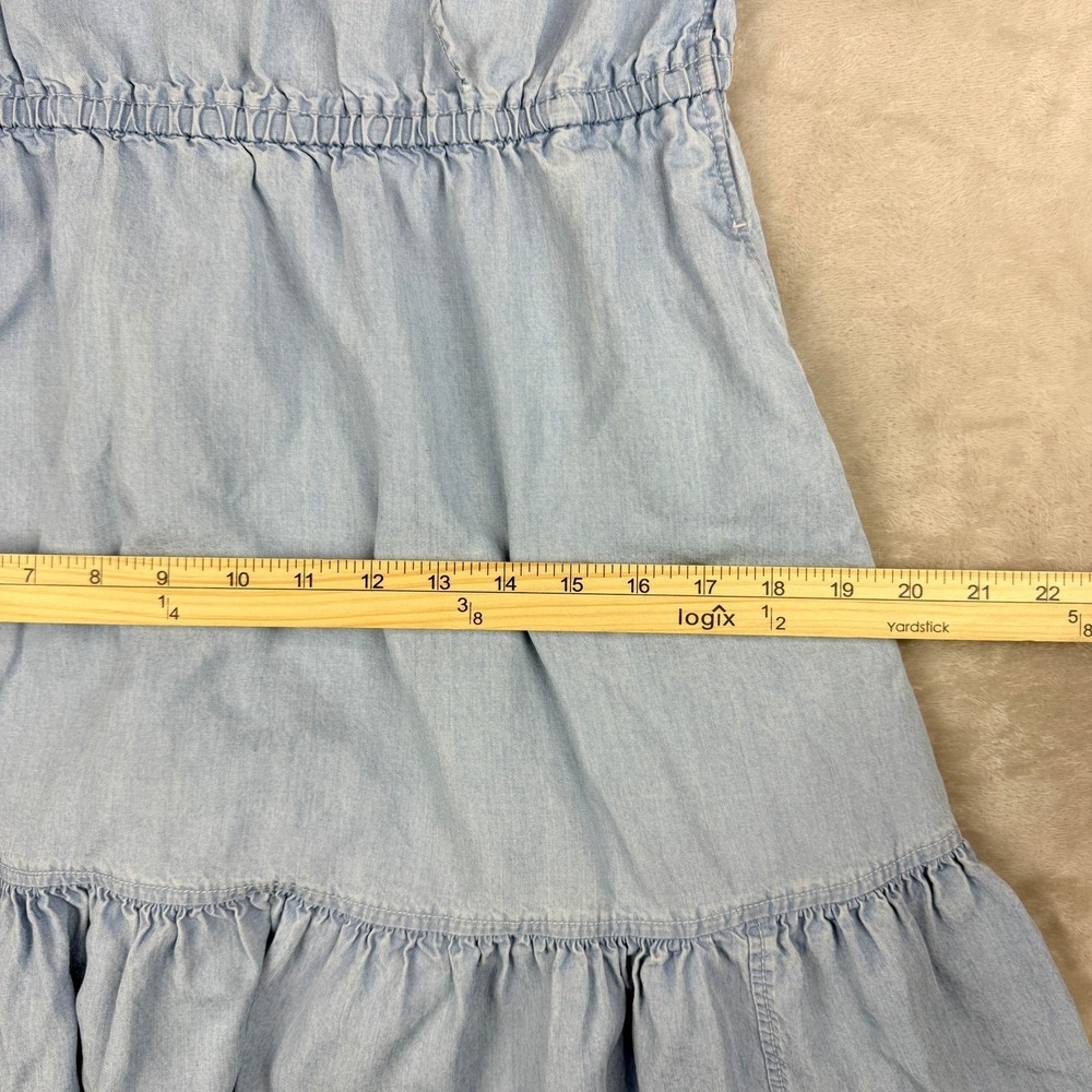 Lauren Ralph Lauren Boho Midi Dress 10 Light Blue Lyocell Ruffles Cottagecore - Picture 10 of 14